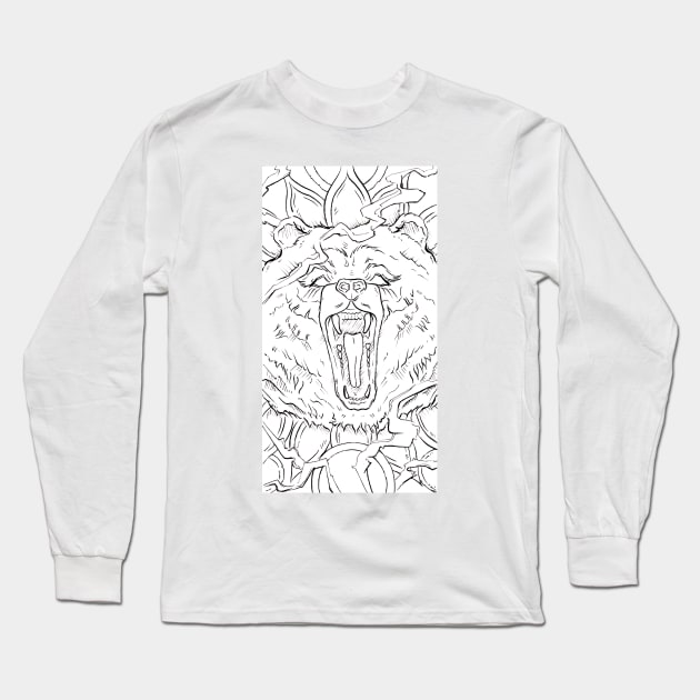 Party Bear , Neotraditional Angry Bear Animal Tattoo inspired illustration Long Sleeve T-Shirt by IrenesGoodies